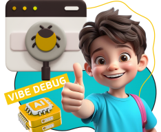 Тестирование & Vibe Debug. Охотники за багами - КИБЕРшкола программирования для детей, компьютерные курсы для школьников, начинающих и подростков - KIBERone г. Тропарево-Никулино